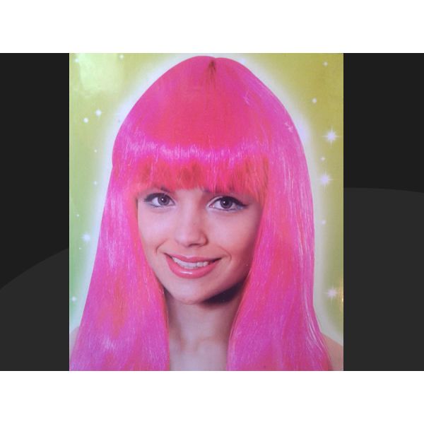 Long Pink Fancy Dress Wig