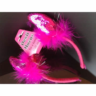 Devil Horns With Hot Pink Sequins